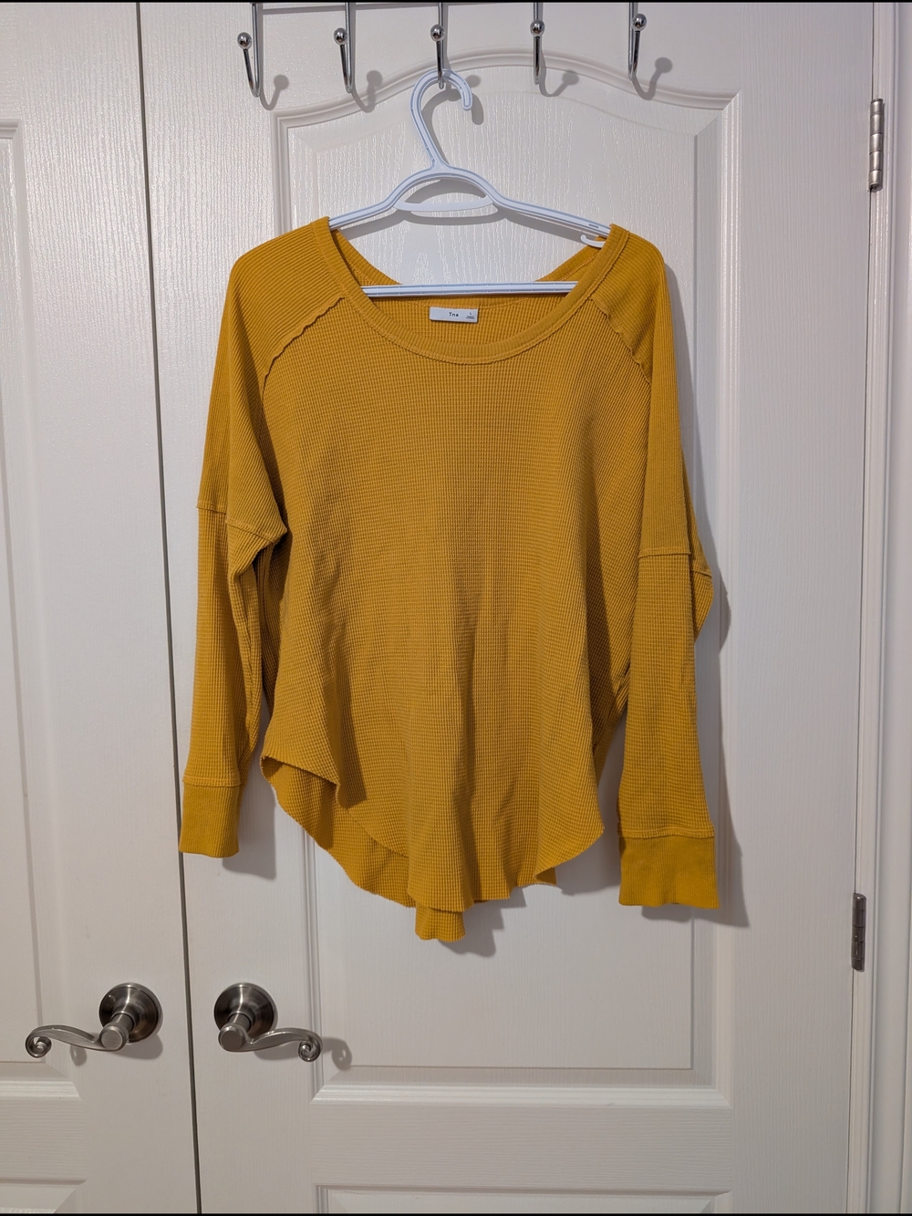 TNA Waffle Knit Long Sleeve Top in Mustard